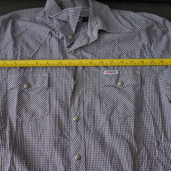 Diesel Checkered Short Sleeve Snap-In Button Down Size S - Picture 3 of 14